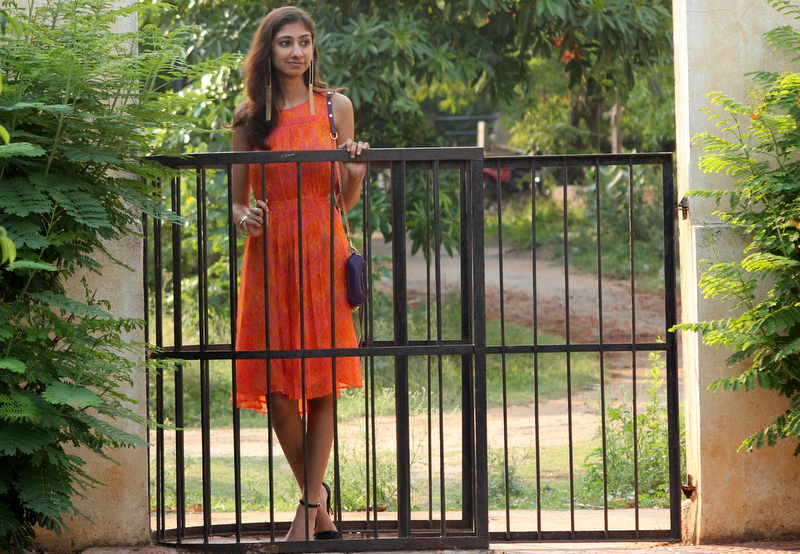 label ritu kumar, orange dress ritu kumar, summer dressing, indian fashion blogger, chandana munipalle the girl at first avenue, best indian fashion blog