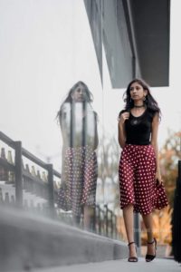 polka dot skirt, midi skirt online india, indian fashion blog, top indian fashion blog, best indianf fashion blog, hyderabad blogger, maroon midi skirt, bold dressy party look 2016